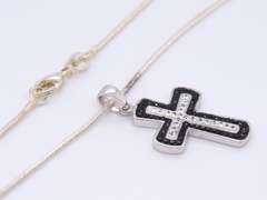 Vintage Sterling Silver Cubic Zirconia Pendant on Chain