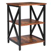 Wooden Nightstand 3-Tier Side Table W/ Adjustable Shelf
