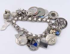 Vintage Sterling Silver Signed Heavy Charms Bracelet
