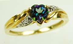 10K Mystic Topaz Heart Ring, Size 9.25