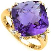 6.11 CARAT AMETHYST & DIAMOND 10KT SOLID GOLD RING