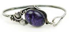 Vintage Sterling Silver Purple Agate Bracelet
