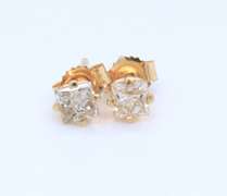 Sparkling Yellow Gold Diamond Stud Earrings
