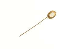 14K Yellow Gold Victorian Ornate Scroll Trim Natural Opal Stick Pin