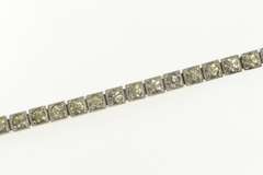 Sterling Silver 1940's Classic Rhinestone Squared Tennis Necklace