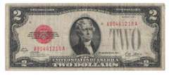1928-A $2 Two Dollar Red Seal Jefferson Bank Note US Bill