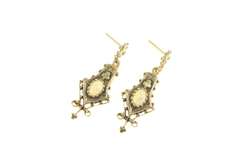 14K Yellow Gold Natural Opal Elaborate Dangle Statement Earrings
