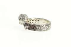 Sterling Silver Two Tone 14k Garnet Citrine Tiger Jaguar Cat Ring
