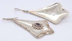 Vintage Sterling Silver Amethyst Dangle Earrings