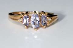 Delicate Tanzanaite &  Diamond Ring in 10k