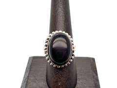 👻 FABOO-LOUS!👻Oval Black Onyx Tibetan Silver Beaded Design Ring