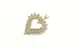 10K Yellow Gold 1.14 Ctw Diamond Tiered Cluster Heart Love Pendant