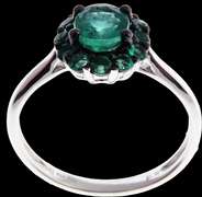 18KT SOLID WHITE GOLD & EMERALD RING