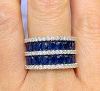 14kt Gold, Blue Sapphire, & Diamond Band Ring