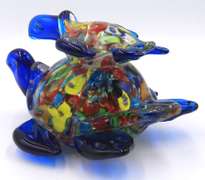 Hnad Blown Art Glass Purple Turtle Figurine Paperweight