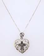 Vintage Sterling Silver Heart Shaped Pendant on Chain