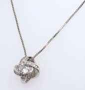 Vintage Sterling Silver Cubic Zirconia Pendant on Chain