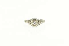 18K White Gold 0.17 Ct Art Deco Diamond Filigree Engagement Ring