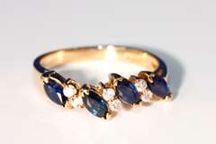 Stellar Diamond &  Sapphire Ring in 14k