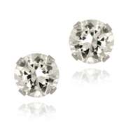 14K Gold 2.1ct White Topaz Stud Earrings, 6mm
