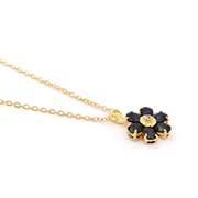 Plated 18KT Yellow Gold 2.52ctw Black Sapphire and Diamond Pendant with Chain