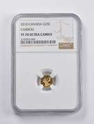 PF70 UCAM 2010 Canada 25 Cents Gold Caribou NGC