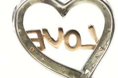 10K White Gold Love Diamond Heart Curvy Romantic Anniversary Pendant