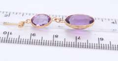 Fancy Yellow Gold Amethyst Double oval Bezel Drop Earrings