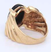 LADIES 10K GOLD AND ONYX RING