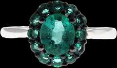 18KT SOLID WHITE GOLD & EMERALD RING