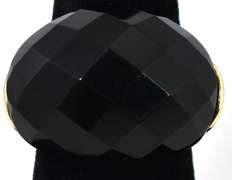 Silver Ring With Massive Faceted Black Stone