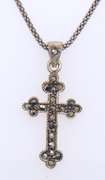 Italian Sterling Silver Cross Pendant on Chain Necklace