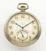 Marvelous Elgin White Gold Filled Pocket Watch