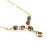 Plated 18KT Yellow Gold 9.10ctw Black Sapphire and White Topaz Pendant with Chain