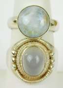 2 Chunky Sterling Silver Moonstone Rings