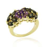 18k Gold Over Sterling Silver Floral Genuine Spinel Ring