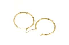 10K Yellow Gold 30.4mm Twist Design Grooved Round Hoop Earrings