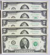 (5) Superb Crisp 2013 $2 Star Replacement Notes New York-Consecutive!