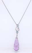 Attractive Blue Topaz & Diamond Pendant in 14kt Gold