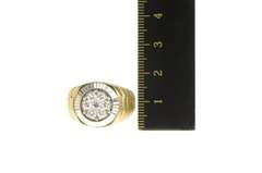 14K Yellow Gold 1.00 Ctw Diamond Retro Men's Watch Cluster Ring