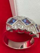LADIES 14K WHITE GOLD , DIAMOND AND TANZANITE RING