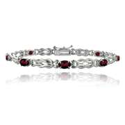 Sterling Silver 4.5ct Garnet & Diamond Accent Oval Love Knot Bracelet
