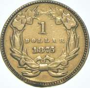 1875 $1 Indian Princess Head Gold Dollar Piece