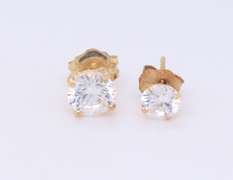 Sparkling Set of 14kt YG Round CZ Stud Earrings