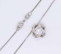 Vintage Sterling Silver Cubic Zirconia Pendant on Chain