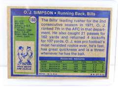 O.J. Simpson, Bills 1972 Topps Football Card