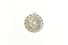 Sterling Silver Ornate Chinese Dragon Motif Medallion Pendant