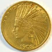 Lovely BU 1908 with Motto $10 Indian Gold Piece. Scarce