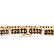 Plated 18KT Yellow Gold 9.15ctw Black Sapphire and Diamond Bracelet