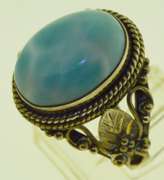 Sterling Silver Oval Larimar Ring